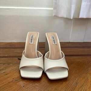 Steve Madden Bone Leather Twisted Block Heel Mule Size 8